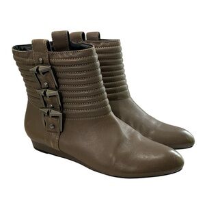 7 For‎ All Man Kind Vintage 80s Quilted Pointed Toe Booties Taupe 7.5 Grace Napa